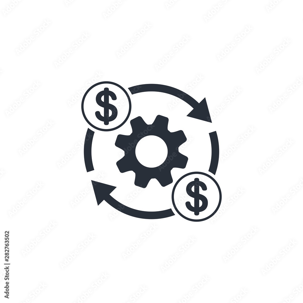 Financial management. Process. Flat vector icon on a white background. Financial management. Process. Flat vector icon on a white background.