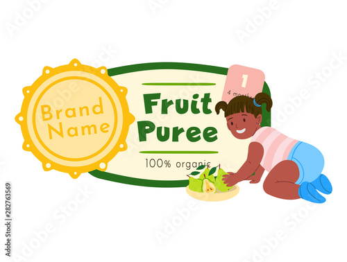 Fruit puree promotion flat vector illustration