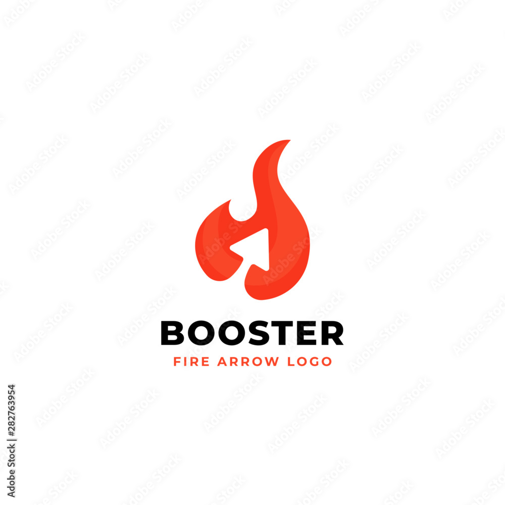 Fire arrow vector logo design. flame symbol with arrow icon for power booster illustration concept design Fire arrow vector logo design. flame symbol with arrow icon for power booster illustration concept design