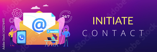 Email marketing, Internet chatting, 24 hours support. Get in touch, initiate contact, contact us, feedback online form, talk to customers concept. Header or footer banner template with copy space.