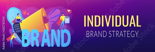 Company identity, marketing and promotional campaign. Personal brand, self-positioning, individual brand strategy, build your personal brand concept. Header or footer banner template with copy space.