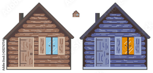 8bit, arcade style, pixel house. Retro game design.