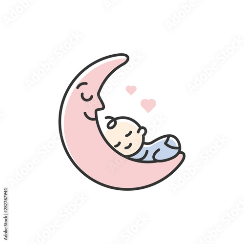 cute baby sleep for babyshop vector icon logo illustration design