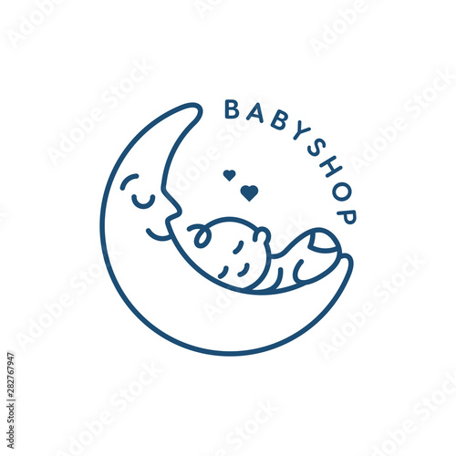 cute baby sleep for babyshop vector icon logo illustration design