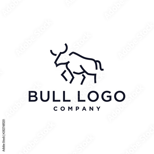 bull / bison buffalo outline vector logo design