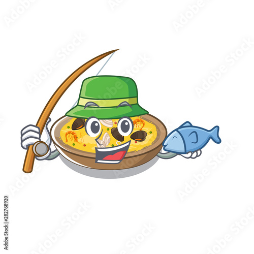 Fishing spanish paella dishes in cartoon shape