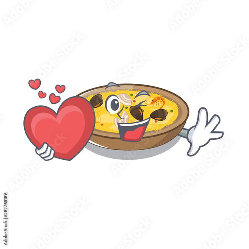 With heart spanish paella dishes in cartoon shape