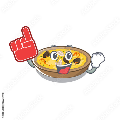 Foam finger spanish paella isolated in the character