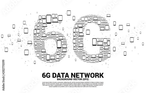 6G Data technology from device icon. Concept for mobile telecommunication global network.
