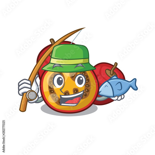 Fishing tamarillo fruit in the character basket