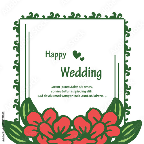 Decoration crowd of flower frame, blossom flowers, ornate of card happy wedding. Vector © StockFloral
