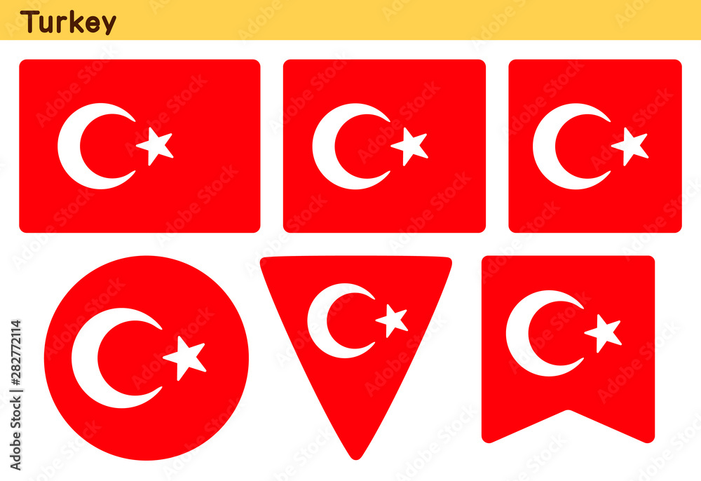 トルコの国旗 6個の形のアイコンデザイン Stock Vector Adobe Stock