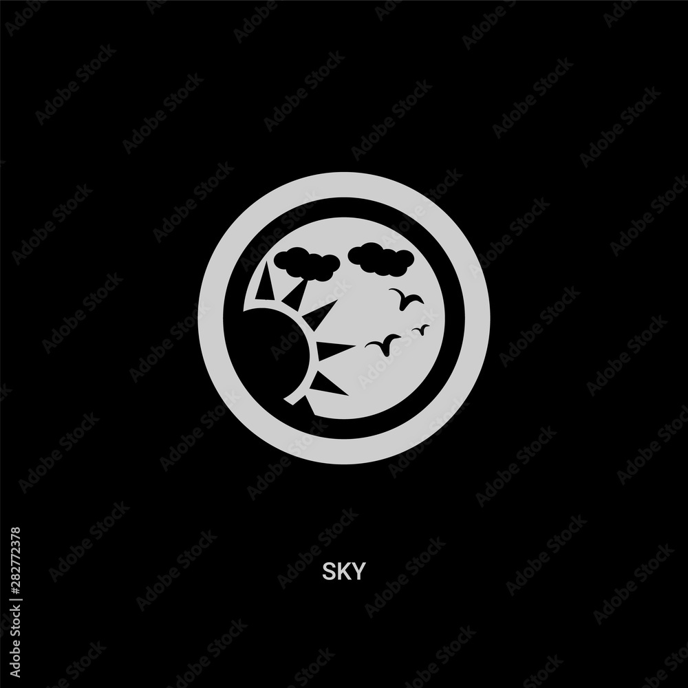 white sky vector icon on black background. modern flat sky from weather concept vector sign symbol can be use for web, mobile and logo. white sky vector icon on black background. modern flat sky from weather concept vector sign symbol can be use for web, mobile and logo.