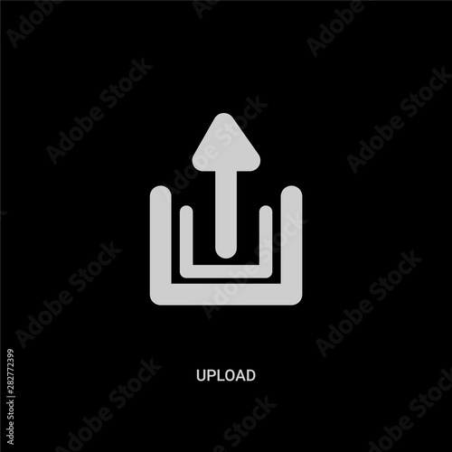 white upload vector icon on black background. modern flat upload from weather concept vector sign symbol can be use for web, mobile and logo.