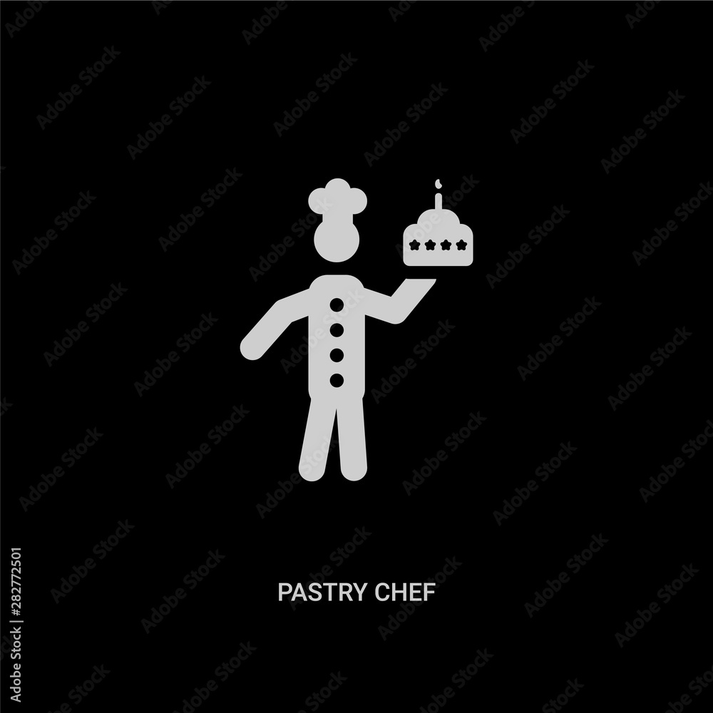white pastry chef vector icon on black background. modern flat pastry chef from user concept vector sign symbol can be use for web, mobile and logo.