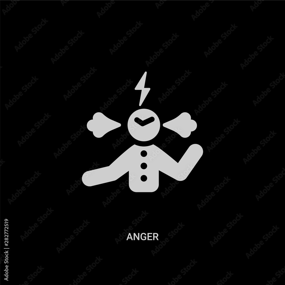 white anger vector icon on black background. modern flat anger from user concept vector sign symbol can be use for web, mobile and logo. white anger vector icon on black background. modern flat anger from user concept vector sign symbol can be use for web, mobile and logo.