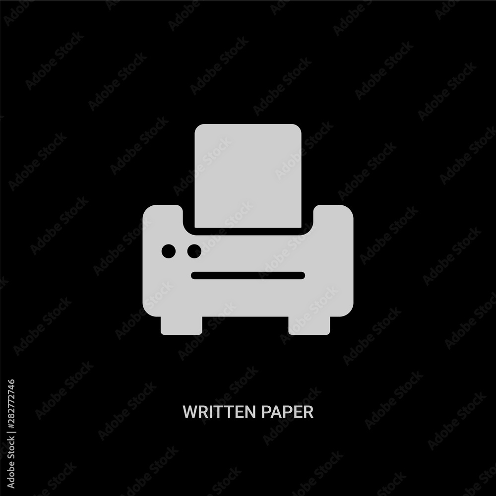 white written paper vector icon on black background. modern flat written paper from ui concept vector sign symbol can be use for web, mobile and logo.