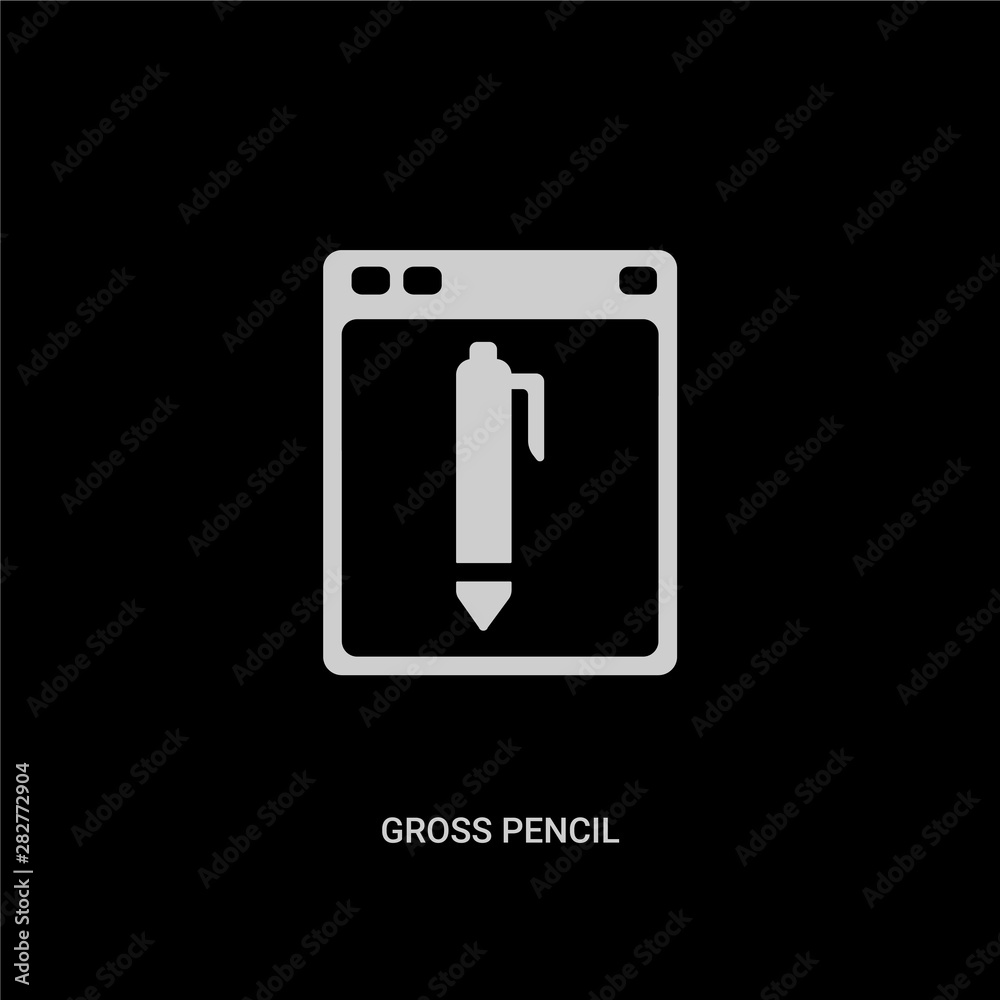 white gross pencil vector icon on black background. modern flat gross pencil from ui concept vector sign symbol can be use for web, mobile and logo. white gross pencil vector icon on black background. modern flat gross pencil from ui concept vector sign symbol can be use for web, mobile and logo.
