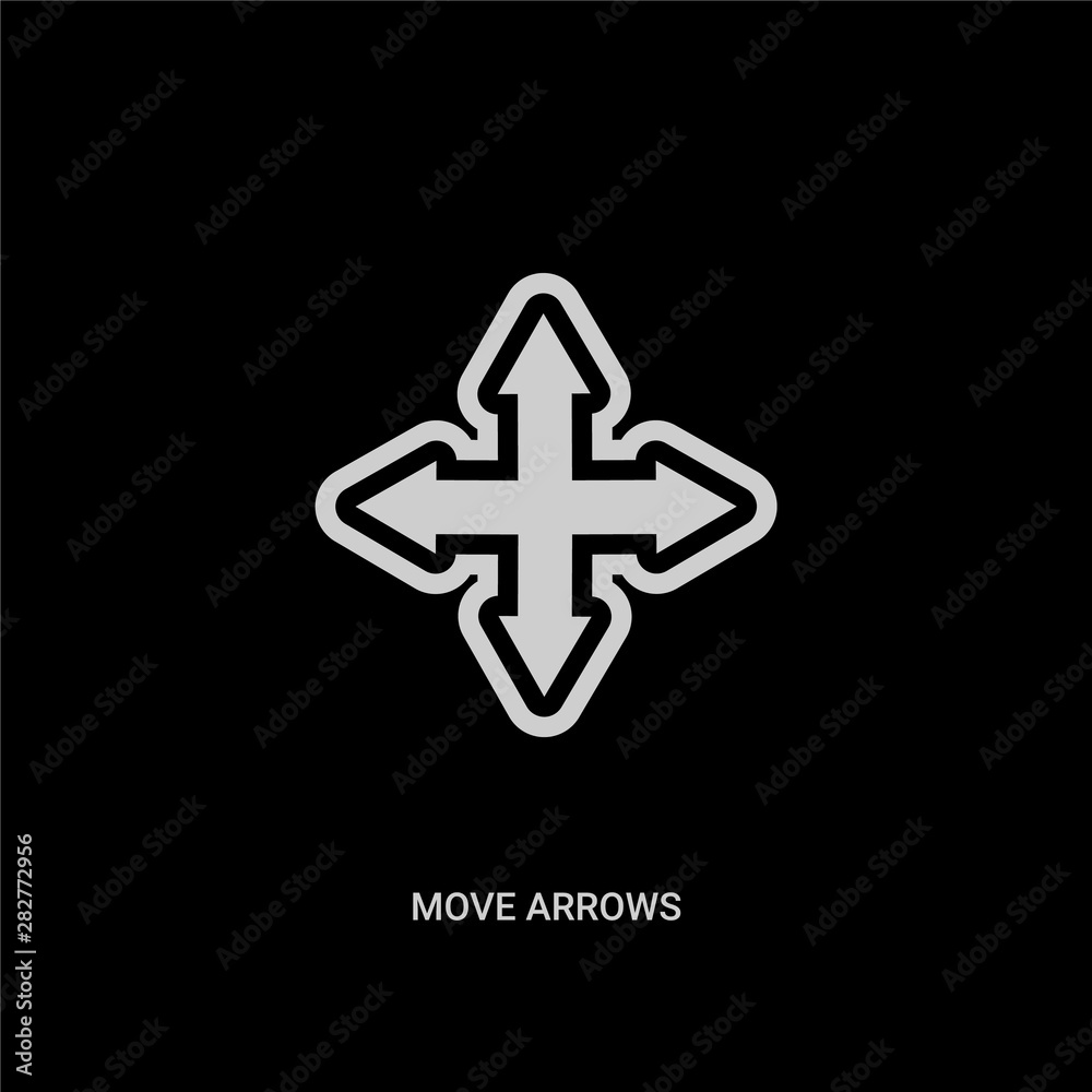 white move arrows vector icon on black background. modern flat move arrows from ui concept vector sign symbol can be use for web, mobile and logo. white move arrows vector icon on black background. modern flat move arrows from ui concept vector sign symbol can be use for web, mobile and logo.