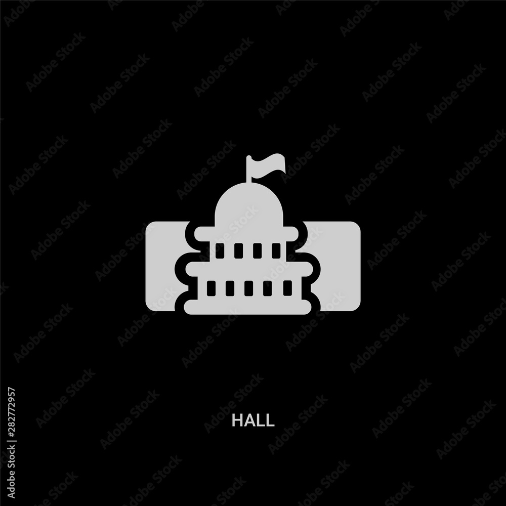 white hall vector icon on black background. modern flat hall from ui concept vector sign symbol can be use for web, mobile and logo. white hall vector icon on black background. modern flat hall from ui concept vector sign symbol can be use for web, mobile and logo.