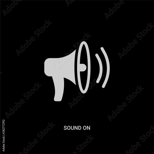white sound on vector icon on black background. modern flat sound on from ui concept vector sign symbol can be use for web, mobile and logo.