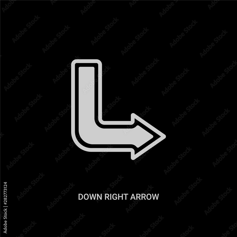 white down right arrow vector icon on black background. modern flat down right arrow from ui concept vector sign symbol can be use for web, mobile and logo. white down right arrow vector icon on black background. modern flat down right arrow from ui concept vector sign symbol can be use for web, mobile and logo.