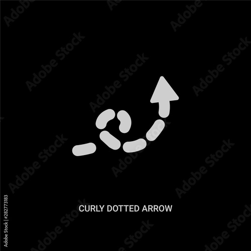 white curly dotted arrow vector icon on black background. modern flat curly dotted arrow from ui concept vector sign symbol can be use for web, mobile and logo.