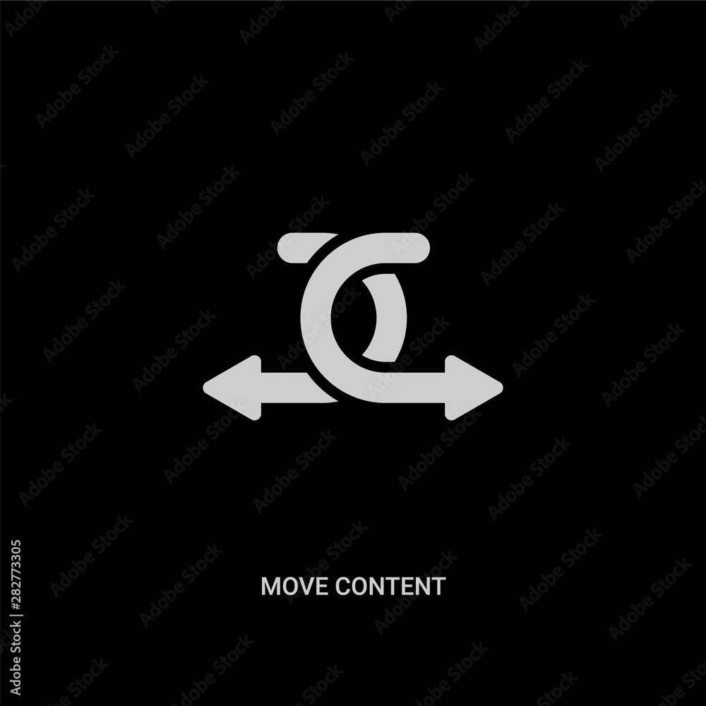 white move content vector icon on black background. modern flat move content from ui concept vector sign symbol can be use for web, mobile and logo. white move content vector icon on black background. modern flat move content from ui concept vector sign symbol can be use for web, mobile and logo.