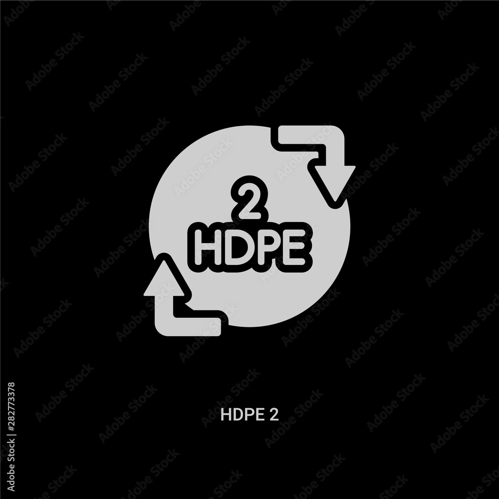 white hdpe 2 vector icon on black background. modern flat hdpe 2 from ...