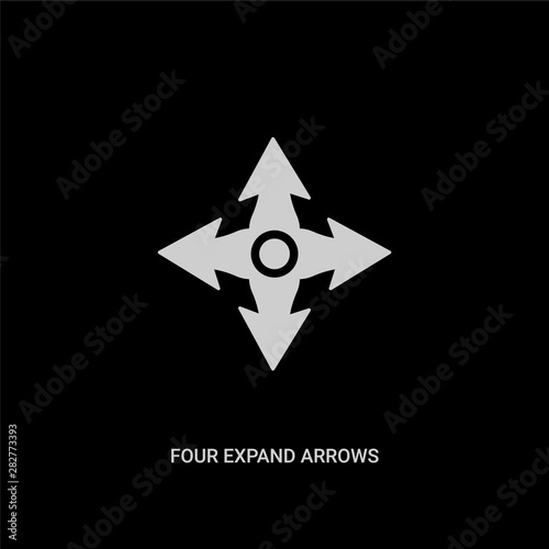Free Download white four expand arrows vector icon on black background. modern flat four expand arrows from ui concept vector sign symbol can be use for web, mobile and logo. - GFXLoad