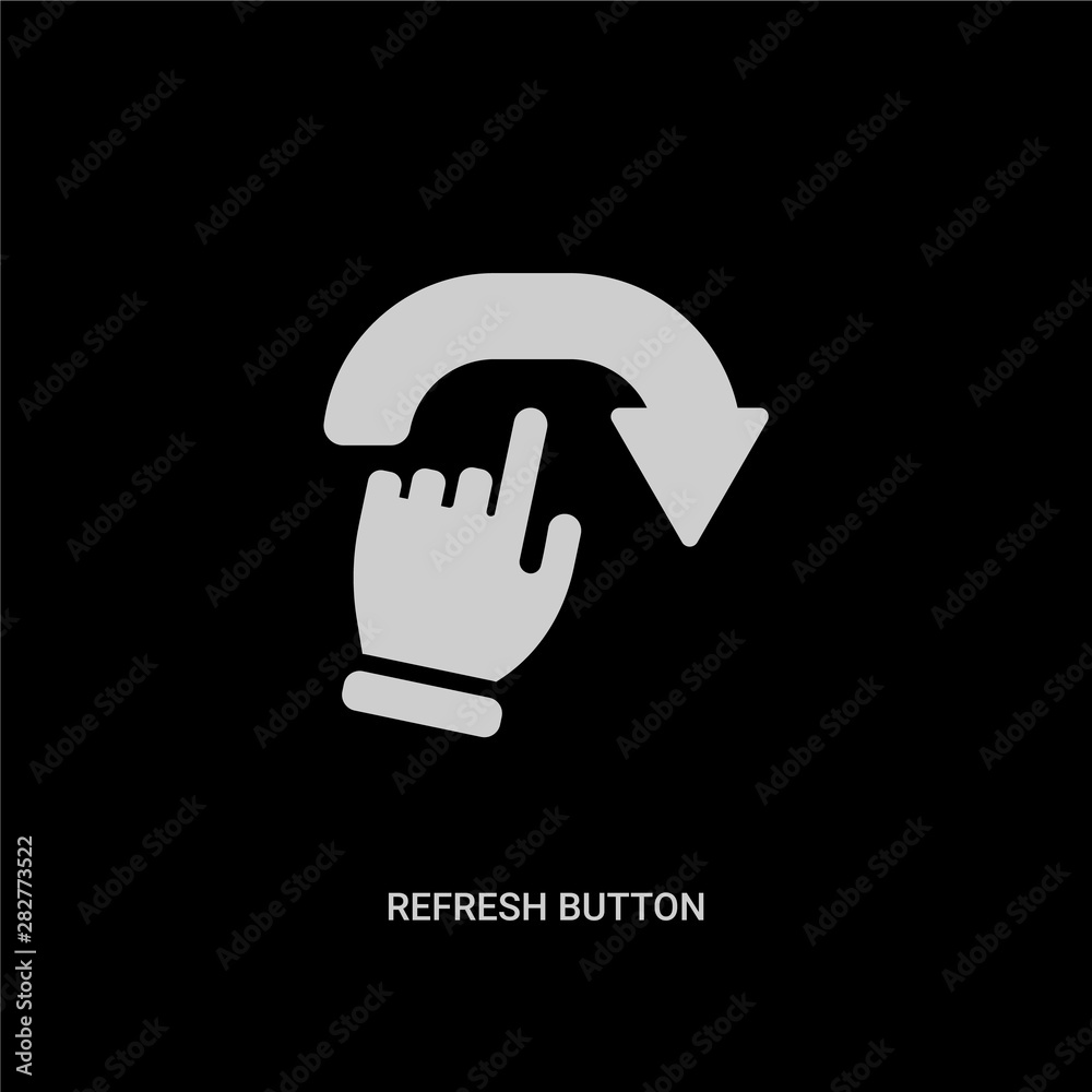 white refresh button vector icon on black background. modern flat refresh button from ui concept vector sign symbol can be use for web, mobile and logo. white refresh button vector icon on black background. modern flat refresh button from ui concept vector sign symbol can be use for web, mobile and logo.