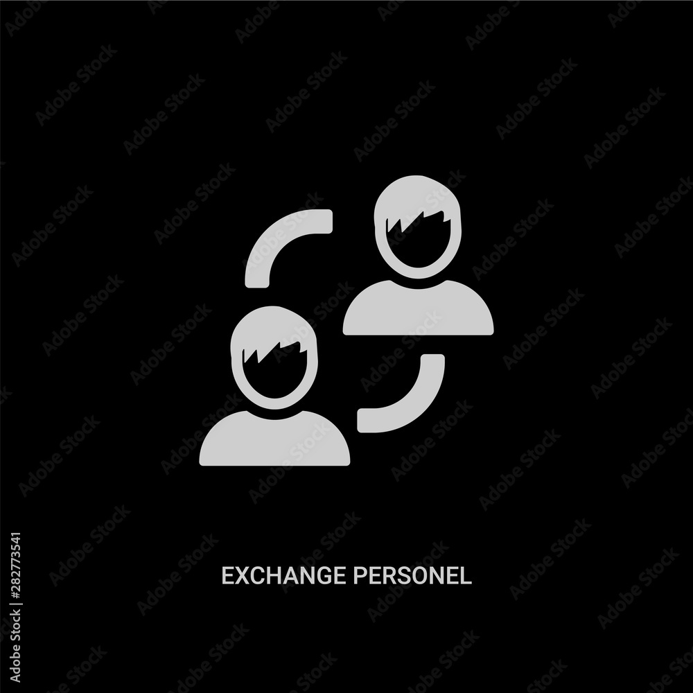 white exchange personel vector icon on black background. modern flat exchange personel from ui concept vector sign symbol can be use for web, mobile and logo. - obrazy, fototapety, plakaty 