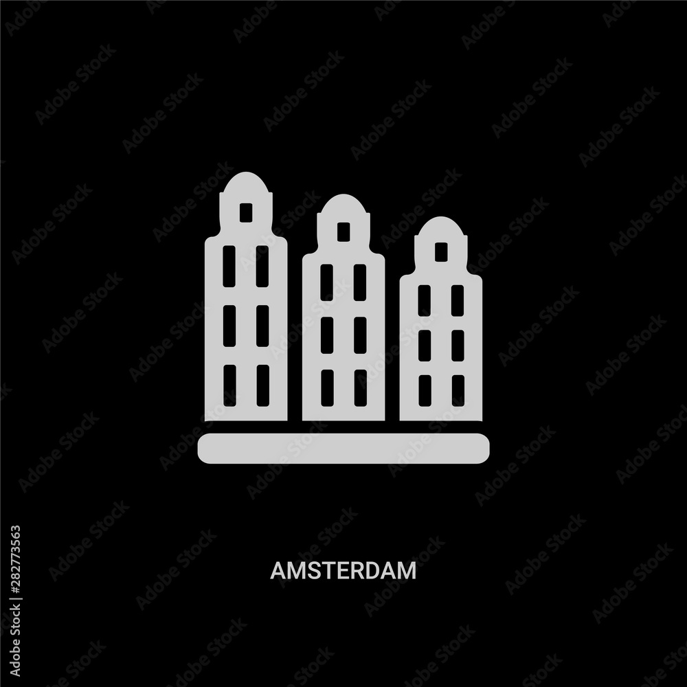white amsterdam vector icon on black background. modern flat amsterdam from travel concept vector sign symbol can be use for web, mobile and logo.