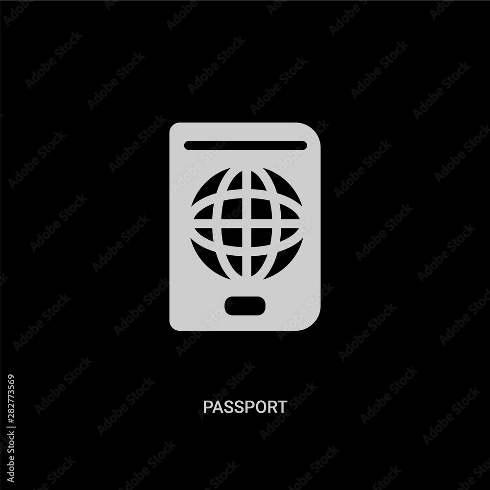 white passport vector icon on black background. modern flat passport from travel concept vector sign symbol can be use for web, mobile and logo. white passport vector icon on black background. modern flat passport from travel concept vector sign symbol can be use for web, mobile and logo.