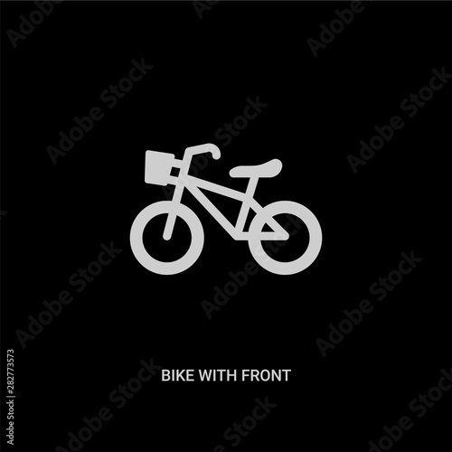 white bike with front basket vector icon on black background. modern flat bike with front basket from travel concept vector sign symbol can be use for web, mobile and logo.