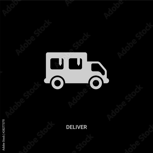 white deliver vector icon on black background. modern flat deliver from transport concept vector sign symbol can be use for web  mobile and logo.