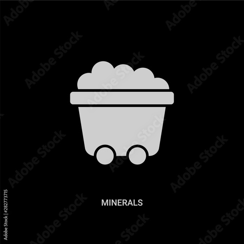 white minerals vector icon on black background. modern flat minerals from transport concept vector sign symbol can be use for web, mobile and logo.