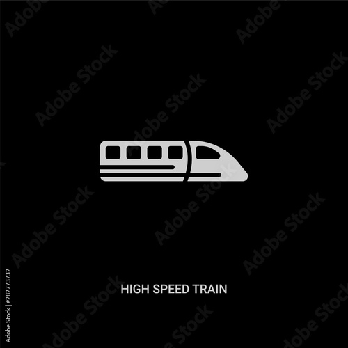 white high speed train vector icon on black background. modern flat high speed train from transport concept vector sign symbol can be use for web, mobile and logo.