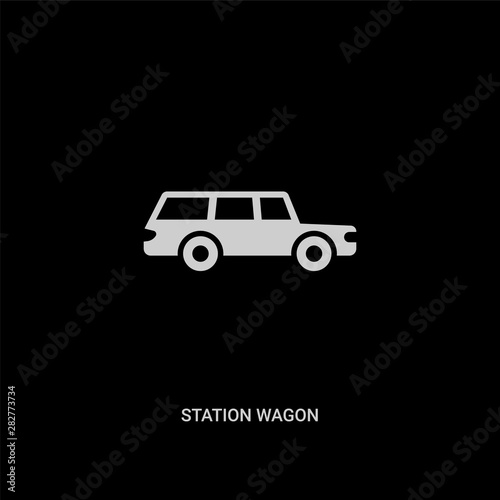 white station wagon vector icon on black background. modern flat station wagon from transport concept vector sign symbol can be use for web, mobile and logo.