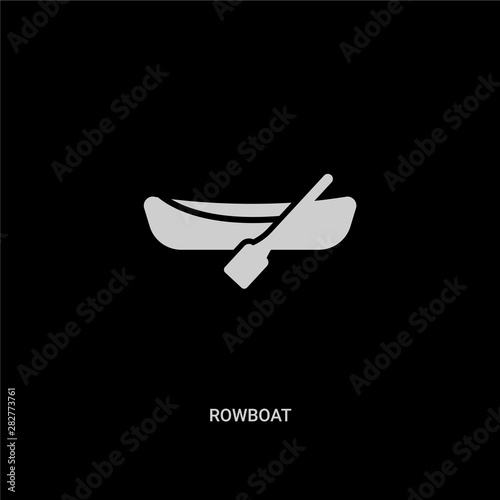 white rowboat vector icon on black background. modern flat rowboat from transport concept vector sign symbol can be use for web, mobile and logo.