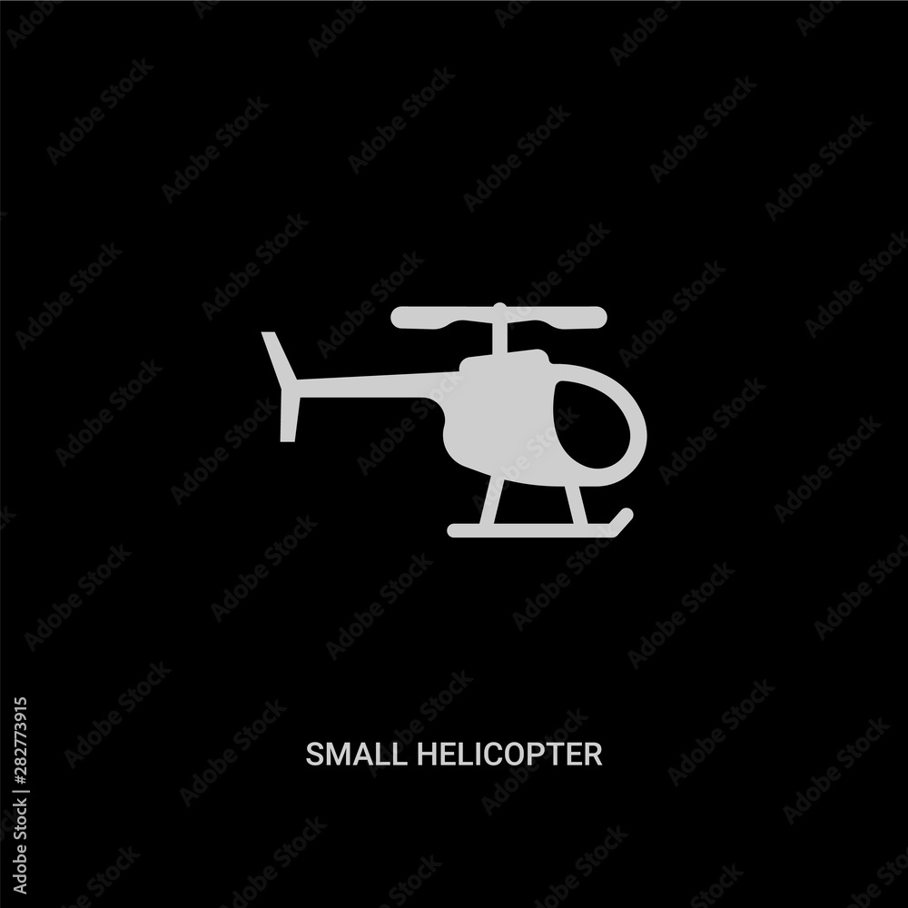 white small helicopter vector icon on black background. modern flat small helicopter from transport concept vector sign symbol can be use for web, mobile and logo. white small helicopter vector icon on black background. modern flat small helicopter from transport concept vector sign symbol can be use for web, mobile and logo.