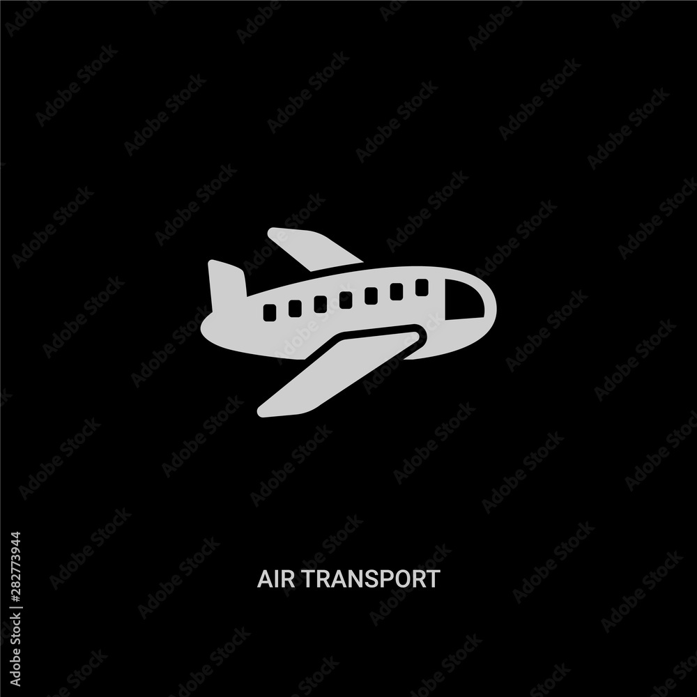 white air transport vector icon on black background. modern flat air transport from transport concept vector sign symbol can be use for web, mobile and logo. white air transport vector icon on black background. modern flat air transport from transport concept vector sign symbol can be use for web, mobile and logo.