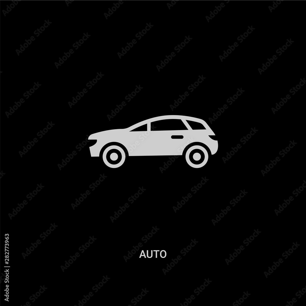 white auto vector icon on black background. modern flat auto from transport concept vector sign symbol can be use for web, mobile and logo.