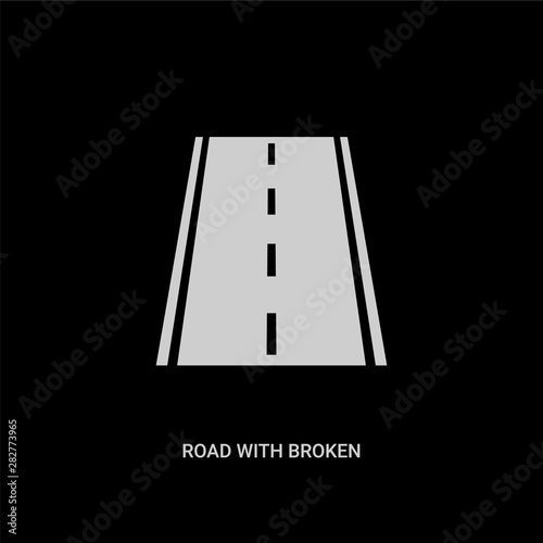 white road with broken lines vector icon on black background. modern flat road with broken lines from transport concept vector sign symbol can be use for web, mobile and logo.