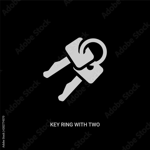 white key ring with two keys vector icon on black background. modern flat key ring with two keys from tools and utensils concept vector sign symbol can be use for web, mobile and logo.