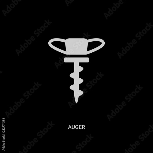 white auger vector icon on black background. modern flat auger from tools and utensils concept vector sign symbol can be use for web, mobile and logo.