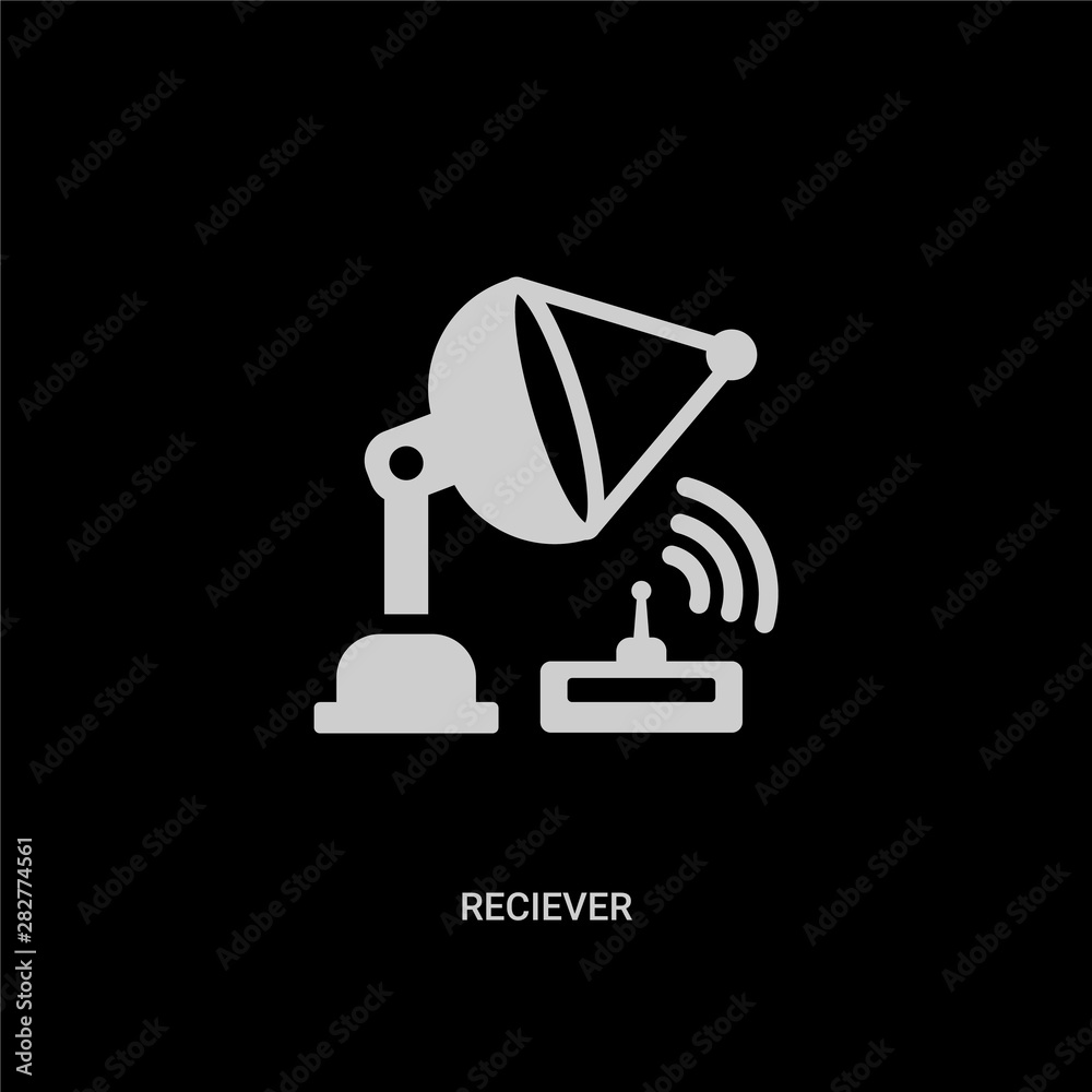 white reciever vector icon on black background. modern flat reciever from technology concept vector sign symbol can be use for web, mobile and logo. white reciever vector icon on black background. modern flat reciever from technology concept vector sign symbol can be use for web, mobile and logo.