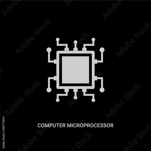 white computer microprocessor vector icon on black background. modern flat computer microprocessor from technology concept vector sign symbol can be use for web, mobile and logo.