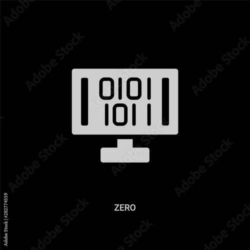 white zero vector icon on black background. modern flat zero from technology concept vector sign symbol can be use for web, mobile and logo.