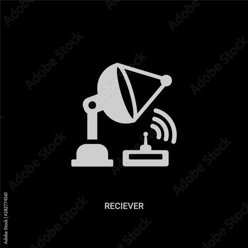 white reciever vector icon on black background. modern flat reciever from technology concept vector sign symbol can be use for web, mobile and logo.